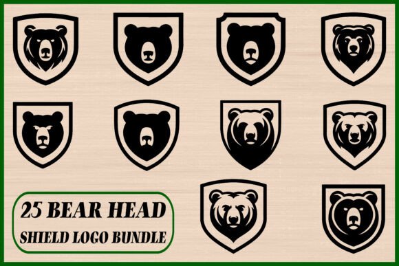 25 Bear Head Shield Bundle: Bold Graphics & Illustrations