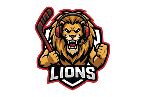 Angry Lion Hockey Mascot: Bold Graphics & Logos