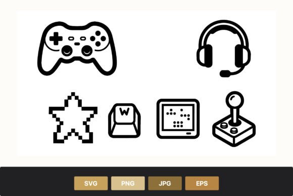 Black and White Gaming Controller Icons: Graphics & Illustrations