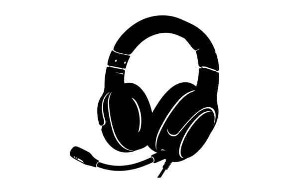 Black Gaming Headset: Flat Graphics & Illustrations