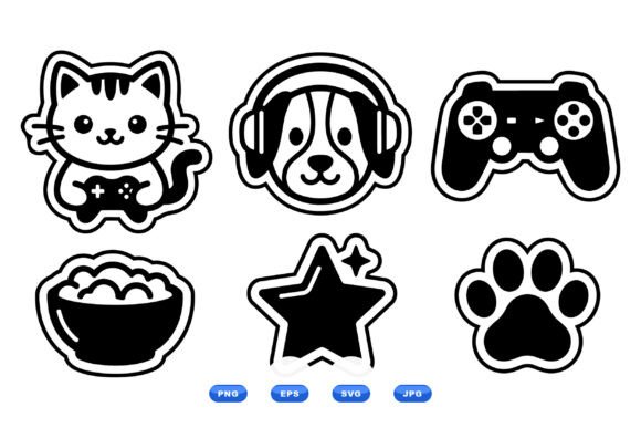 Cute Gamer Pet Sticker SVG: Graphics & Illustrations
