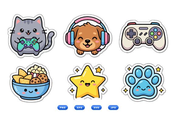 Cute Gamer Pets: Vibrant Graphics & Illustrations