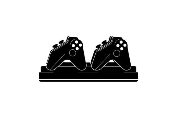 Dual Black Gaming Controllers: Graphics & Illustrations