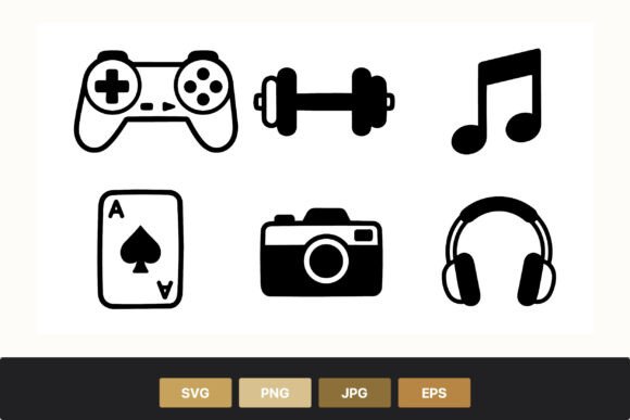 Gaming Music Camera Card Dumbbell: Bold Graphics & Illustrations