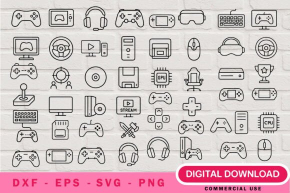 Gaming Outlines SVG Bundle: Graphics & Illustrations