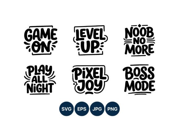 Gaming Phrases Vector: Bold Graphics & Illustrations
