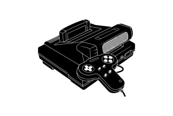 Modern Black Gaming Controller Vector Il: Graphics & Illustrations