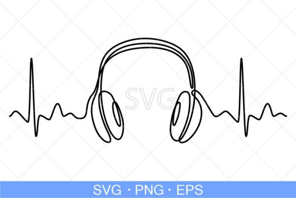 One Continuous Line Headset: Modern Graphics & Illustrations