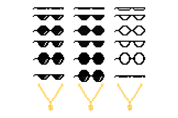 Pixel Glasses Icons Set: A Designer's Review for Embroidery