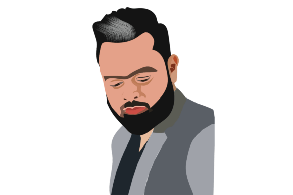 Portrait of a Man with a Dark Beard: Graphics & Illustrations