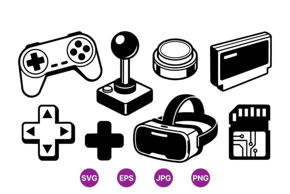 Retro Gaming Icon Vector Set: Graphics & Illustrations
