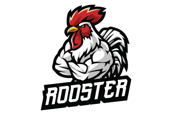 Strong Rooster Sports Mascot: Bold Graphics & Logos