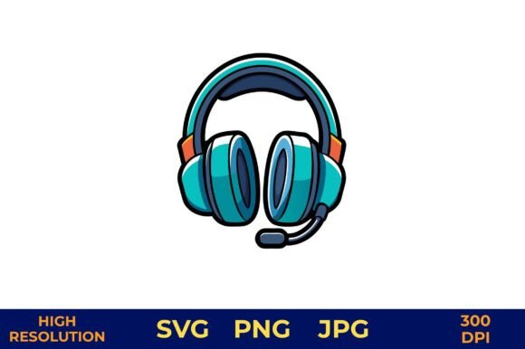 Teal Gaming Headset Vector: Bold Graphics & Illustrations