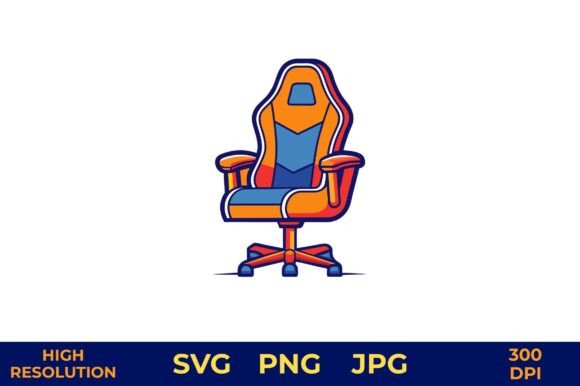 Vector Gaming Chair in Bold Colors: Graphics & Illustrations