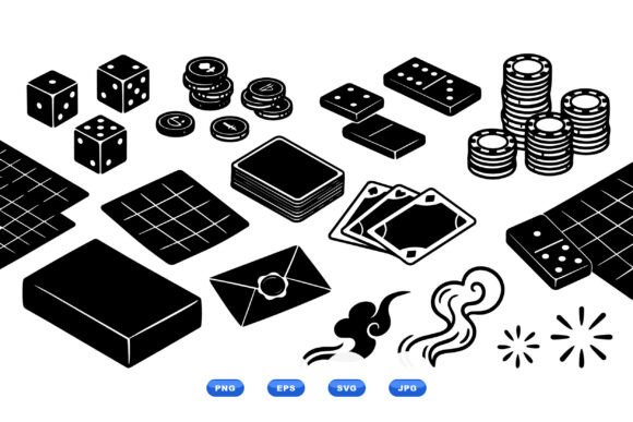 Vintage Game Night Clipart: Graphics & Illustrations