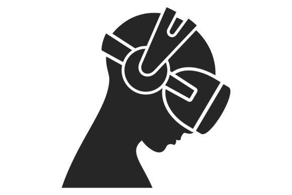 Vr Gaming Black Icon: Futuristic Graphics & Illustrations